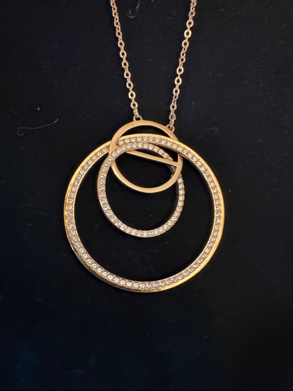Swarovski Gold-Tone Triple Circle Pendant Necklace with Crystals